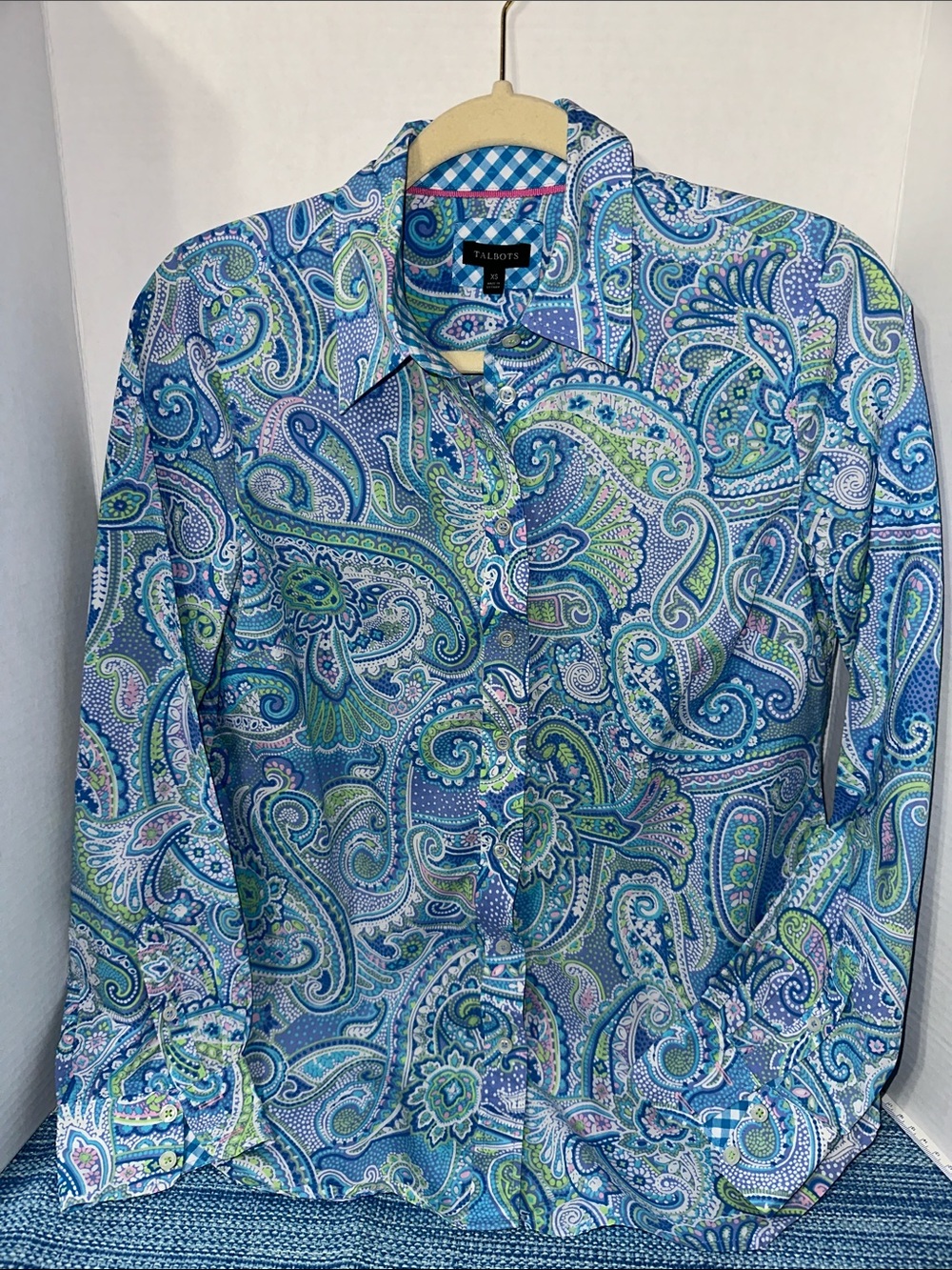 Talbots Blue and Green Paisley Button-Down Shirt